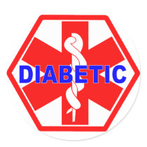 DIABETIC MEDICAL ID TAG ROUND STICKER