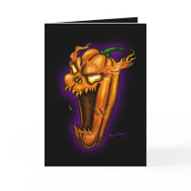 Diabolical Jack-o-lantern Halloween greeting card by BeckCalli Diabolical Jack-o-lantern Halloween greeting card