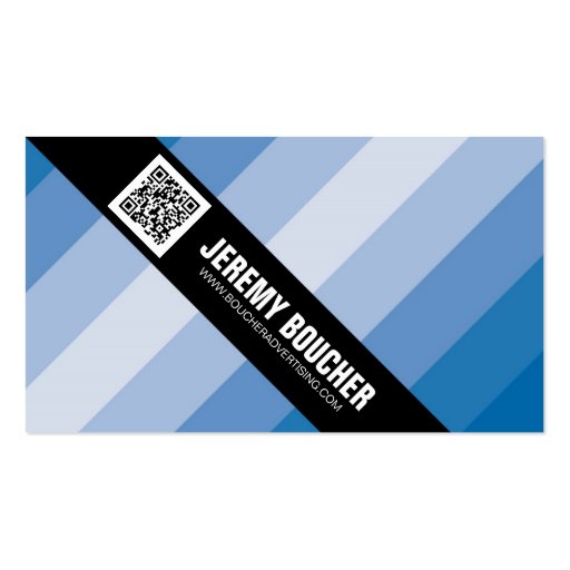 Diagonal Colored Stripes - Blue Business Card Template (back side)