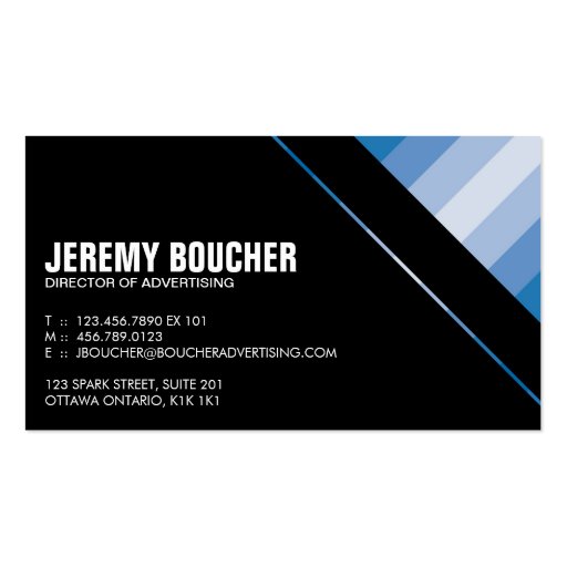 Diagonal Colored Stripes - Blue Business Card Template