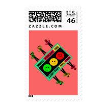 Diagonal Moody Stoplight Trio Logo with Characters Stamp