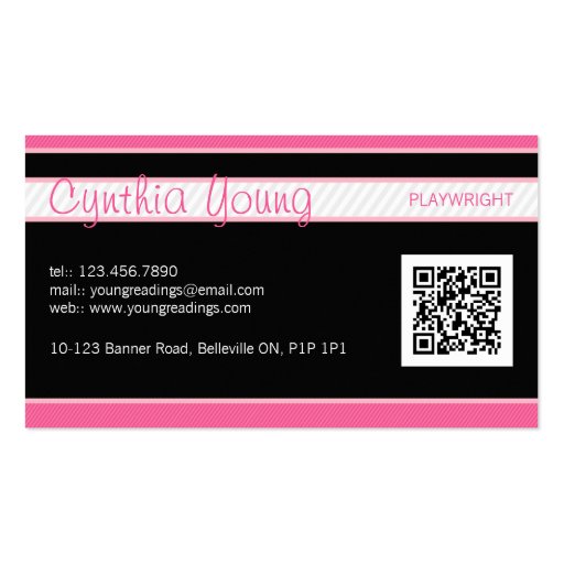 Diagonal Pinstripe - Pink Business Cards (front side)