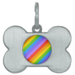 Diagonal Rainbow Stripes Pattern. pet tags