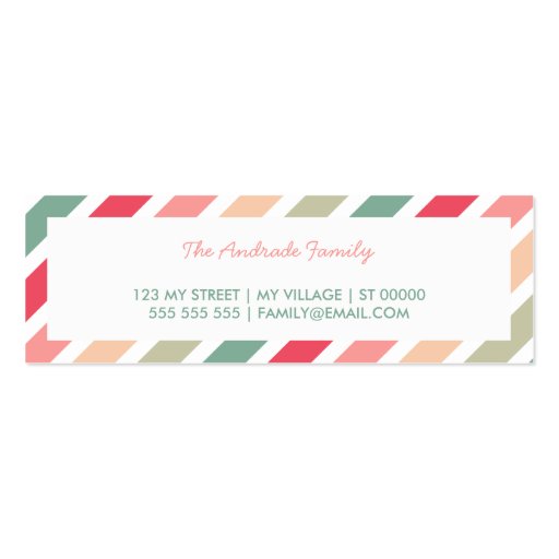 Diagonal Stripes Personalized Family Calling Cards Business Card Template (front side)