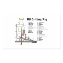 Diagram of an Oil Drilling Rig Tower Rectangle Sticker