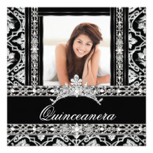 Diamante blanco negro del damasco del fiesta de Qu Comunicados Personalizados
