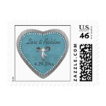 Diamond and Blue heart with ribbon Stamps