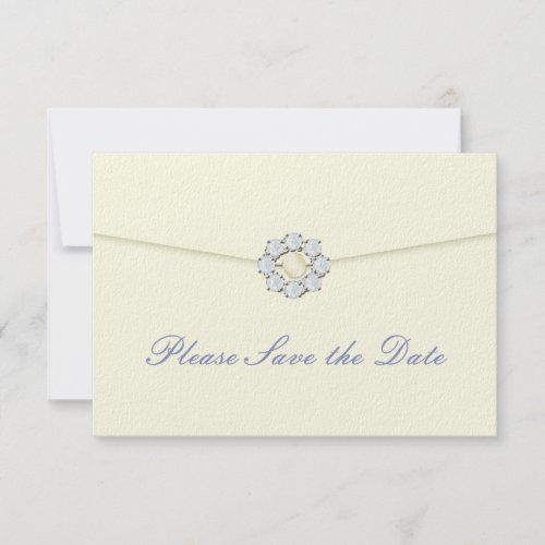 Diamond and Pearl Broach on Envelope Save the Date invitation