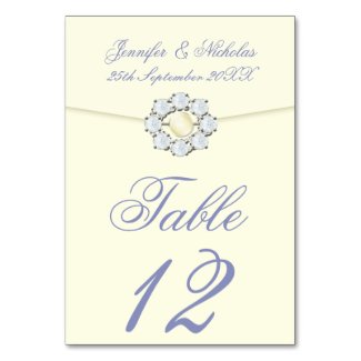 Diamond and Pearl Broach on Ivory Table Number Table Card