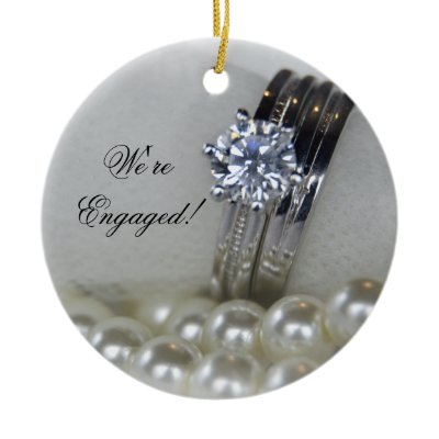 Diamond and Pearls Engagement Round Ornament