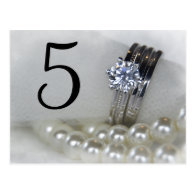 Diamond and Pearls Wedding Table Numbers Postcard