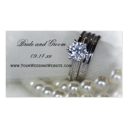 Diamond and Pearls Wedding Website Business Card Templates (front side)