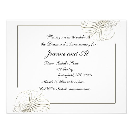 Diamond anniversary personalized invitations
