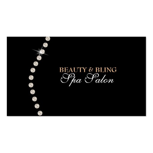 Diamond Bling Beauty Black Spa Salon Business Card (front side)