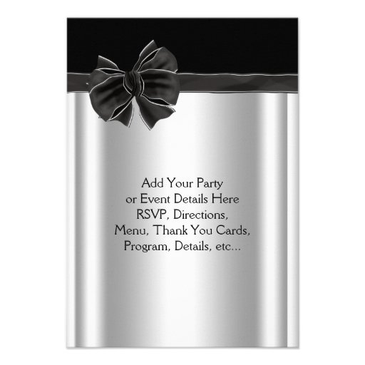 Diamond Bow Silver Black Party Template Personalized Announcements