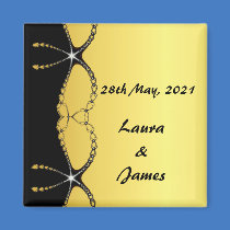 Diamond Chain Gold Wedding Save The Date Magnet