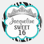 Diamond Crown Zebra Turquoise Stickers