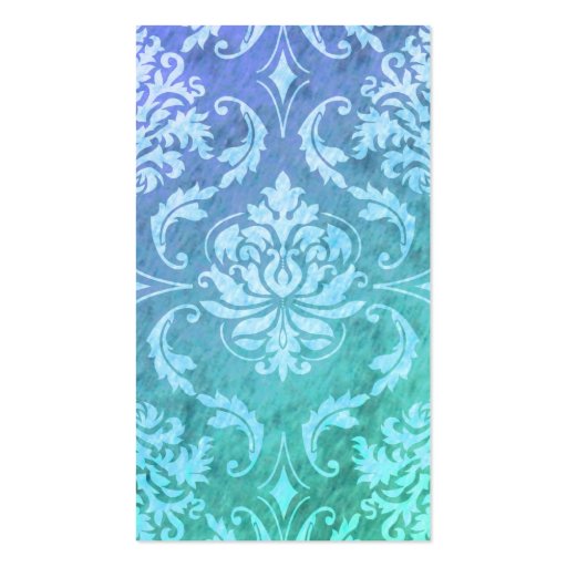 Diamond Damask, COLORFUL RAIN in Blue & Turquoise Business Cards (front side)