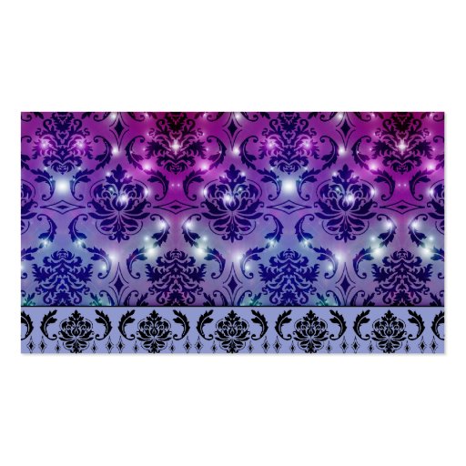 Diamond Damask, FAIRY LIGHTS in Plum and Blue Business Card (front side)
