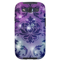 Diamond Damask, Fairy Lights in Plum and Blue Samsung Galaxy S3 Case