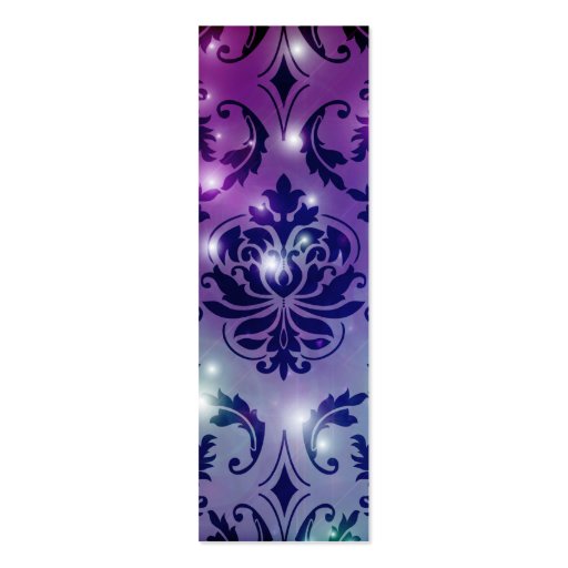 Diamond Damask, FAIRY LIGHTS in Plum & Blue Business Card Templates (front side)
