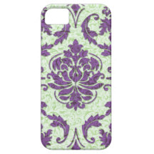 Diamond Damask, Nouveau Print in Purple and Green iPhone 5 Covers