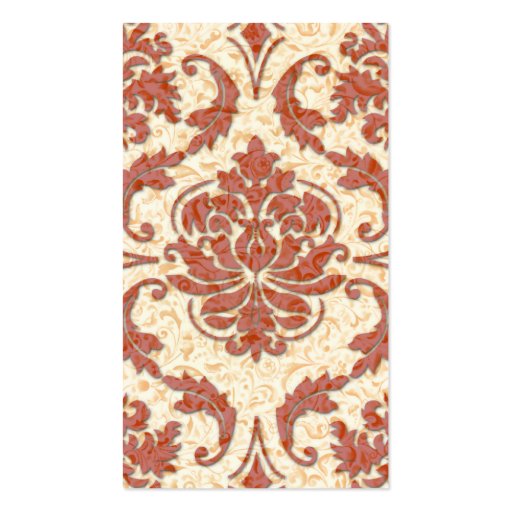 Diamond Damask, NOUVEAU PRINT in Red and Orange Business Card