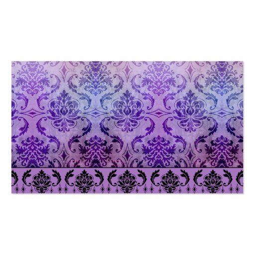 Diamond Damask, SHADOWS and FOG in Purple Business Card Templates (front side)