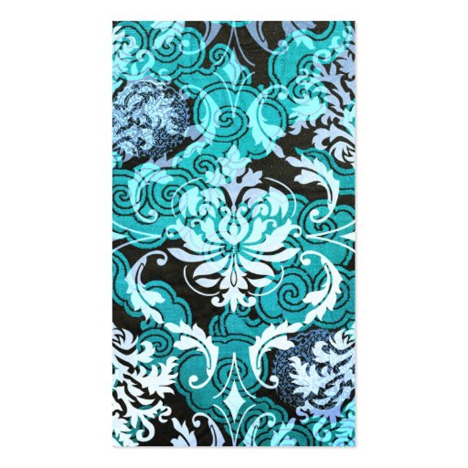 Diamond Damask, Shanghai in Teal and Light Blue Business Card Template (front side)
