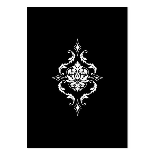 Diamond Damask, White on Black Business Card Templates (front side)
