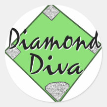 Diamond Diva Softball Round Sticker