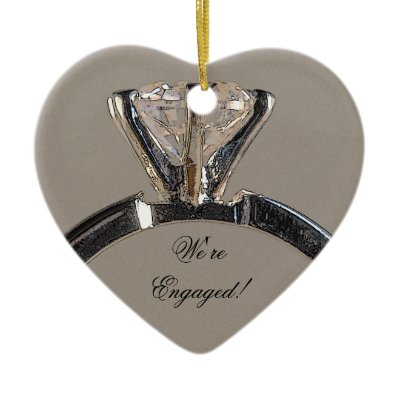 Diamond Engagement Ring Heart Ornament by loraseverson