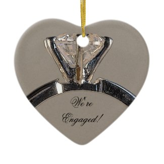 Diamond Engagement Ring Heart Ornament ornament