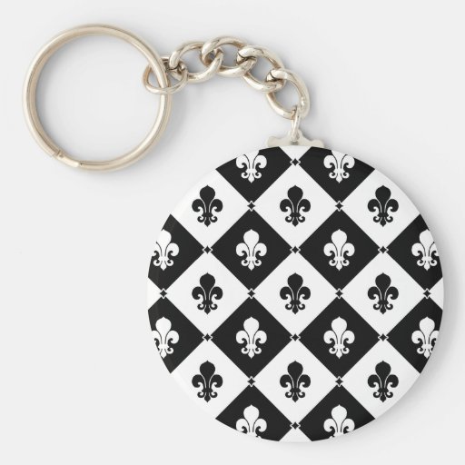 Diamond Fleur De Lis Pattern Keychains