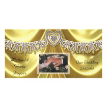 Diamond Fleurette & Satin Gold Custom Photo Card
