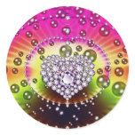Diamond Fractal Round Stickers