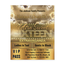 Diamond Glow Sweet Sixteen VIP Pass [Gold] Full Color Flyer