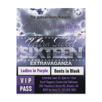 Diamond Glow Sweet Sixteen VIP Pass [Purple] Flyer Design