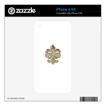 Diamond gold Fleur De Lis New Orleans Skin For iPhone 4S