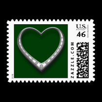 Diamond Heart Green postage