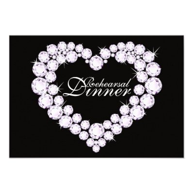 Diamond heart mono wedding rehearsal dinner invite