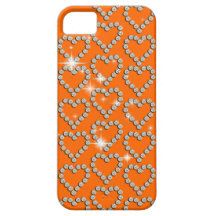 Diamond heart orange girly chic iPhone 5 cover