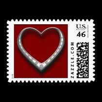 Diamond Heart Red postage