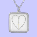 "Diamond" Heart-Shaped Rosary Necklace necklaces