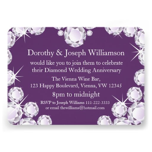 Diamond heart wedding photo 60 years party invite