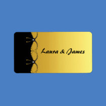 Diamond Jewel Chain Gold Black Wedding Label