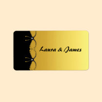 Diamond Jewel Chain Gold Black Wedding Label