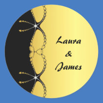 Diamond Jewel Chain Gold Black Wedding Sticker
