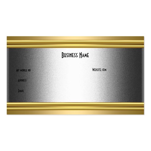 Diamond Jewel Zebra Gold On Gold Silver Elegant Business Card Templates (back side)