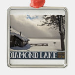 Diamond Lake Winter Marina - No Text Ornament